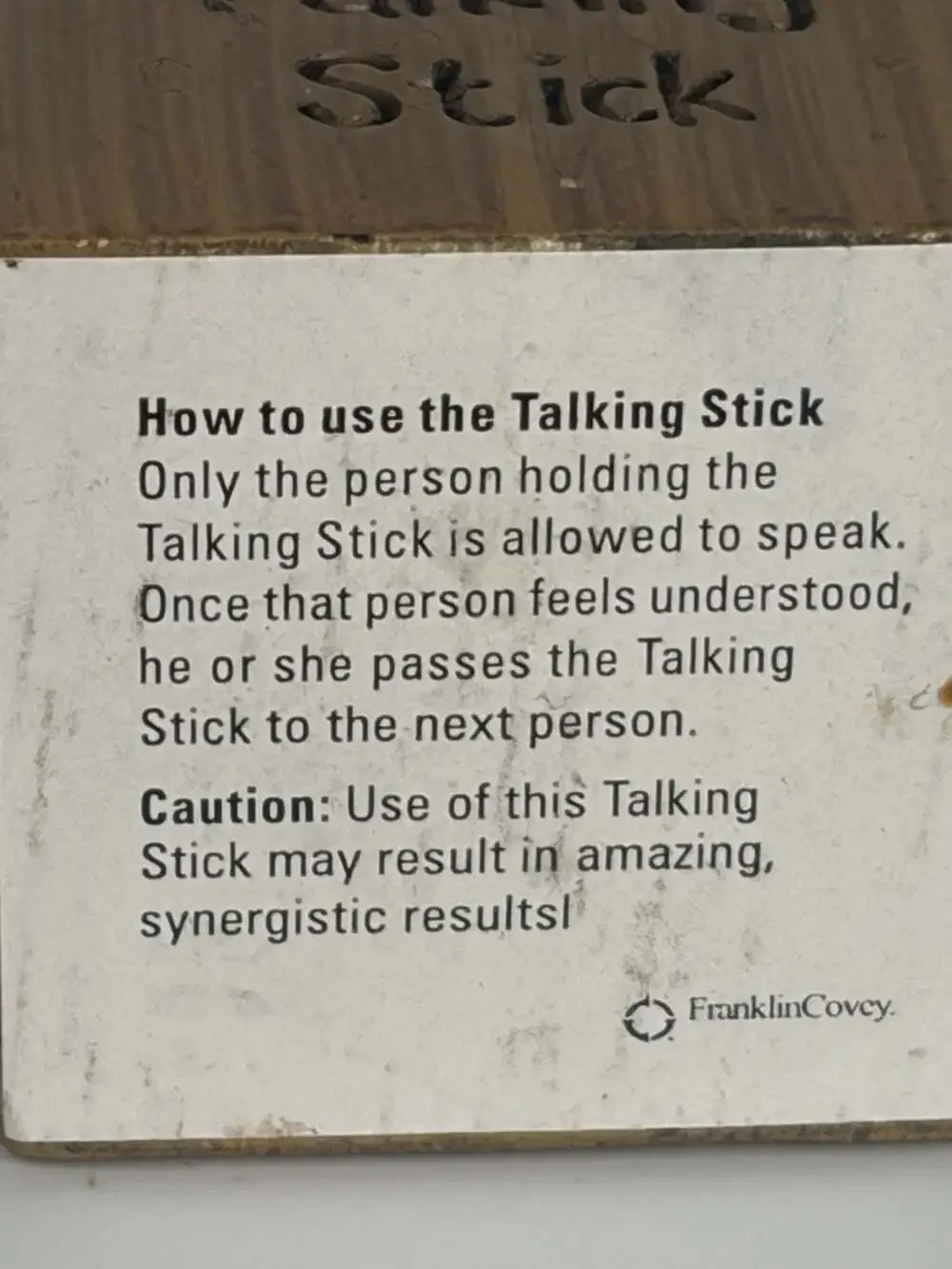 Vintage Talking Stick Totem Franklin Covey Seven Habits Seek First to Understand